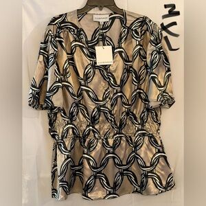 Elegant Black and Gold Chain Print Blouse